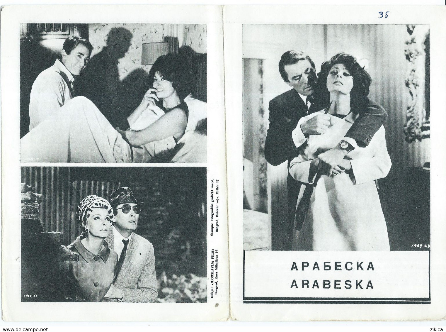 Arabesque,Stars Gregory Peck,Sophia Loren,Alan Badel,film/cinema 1966 - Bioscoopreclame