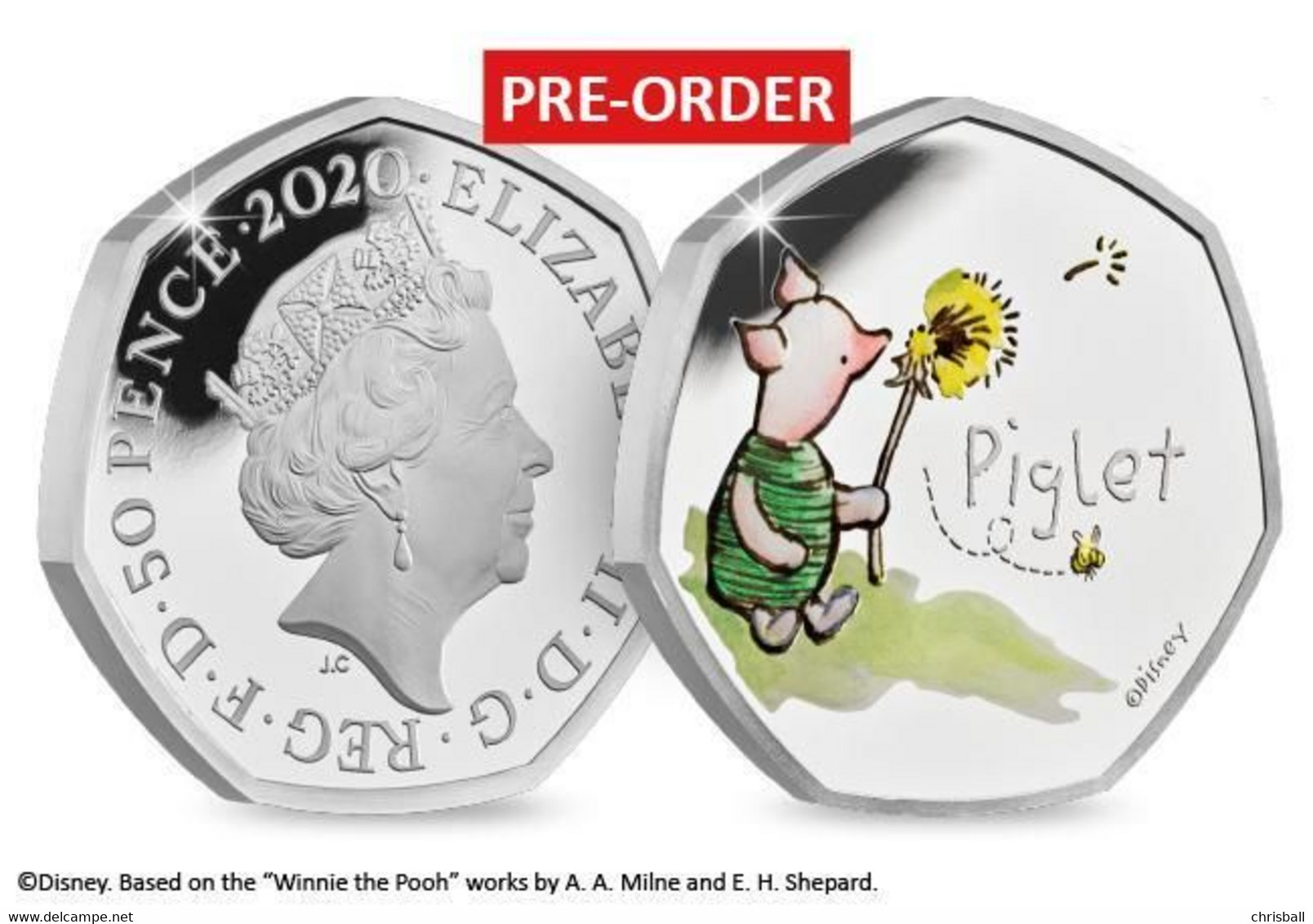 Great Britain UK 2020 'Piglet' 50p Coin - Silver Proof - Mint Sets & Proof Sets