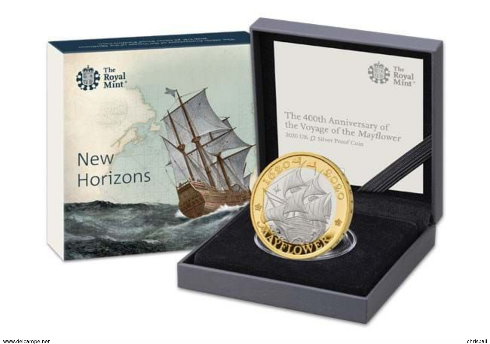 Great Britain UK  Mayflower £2 Two Pound Coin - Silver Proof - Mint Sets & Proof Sets