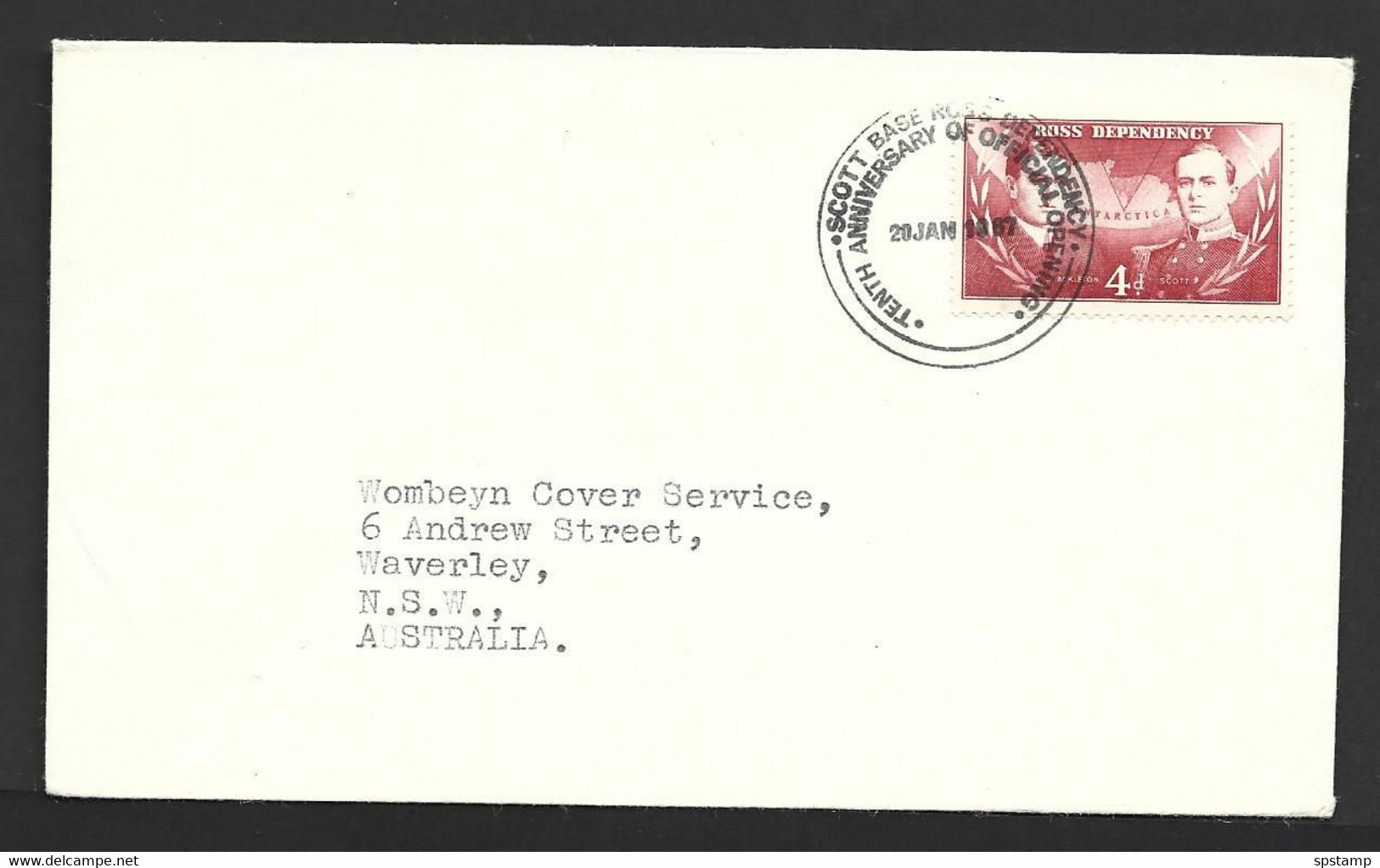 Ross Dependency 1967 4d Shackleton On 10th Anniversary Cover , Scott Base Cds - FDC