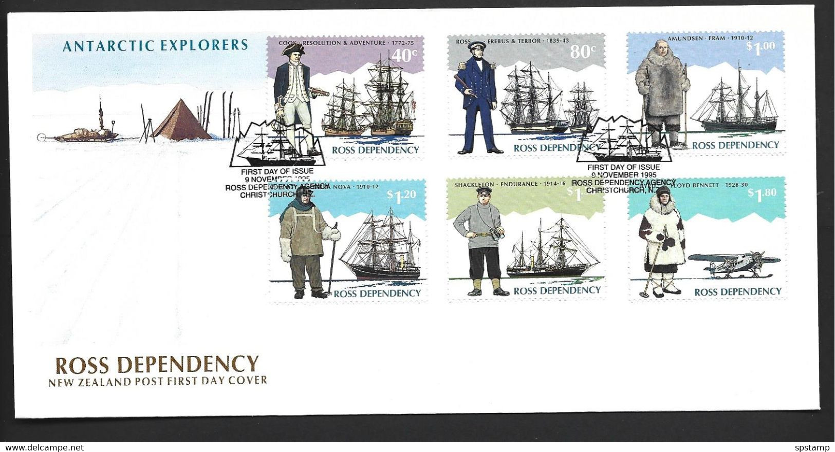 Ross Dependency 1995 Antarctic Explorers Set Of 6 On FDC Official Unaddressed - FDC