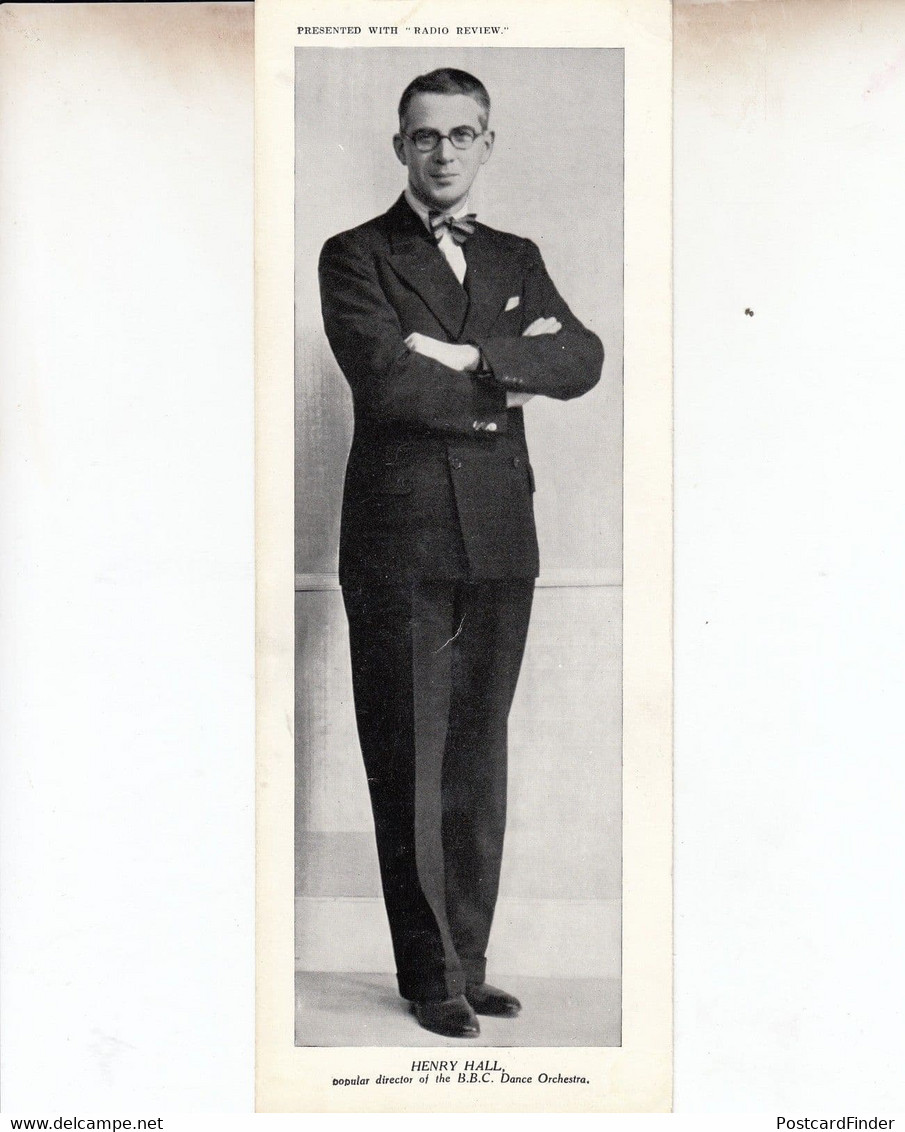 Henry Hall BBC Orchestra Director Radio Review Antique 10" X 3" Old Photo Card - Autogramme