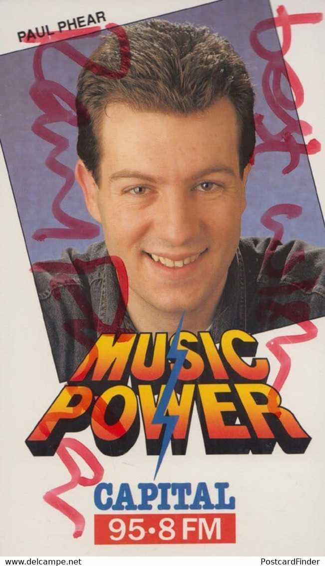 Paul Phear Capital Radio DJ Vintage Hand Signed Publicity Cast Card Photo - Autógrafos