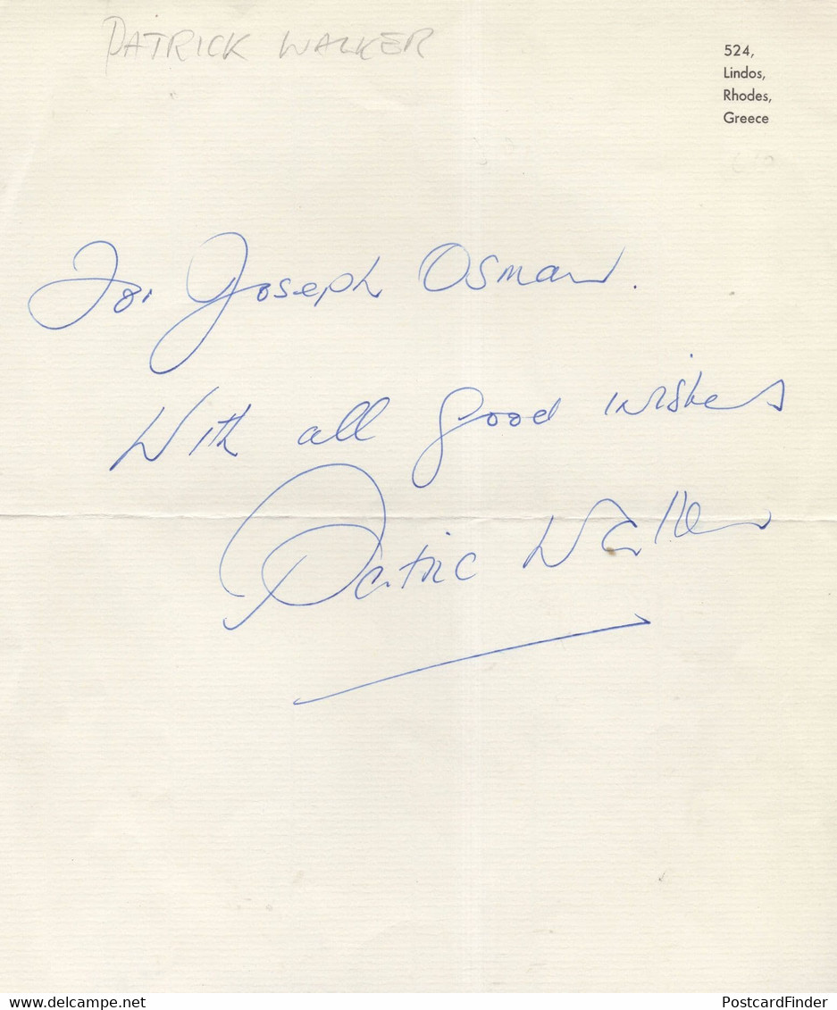 Patrick Walker BBC WW2 Radio MP BFI Chairman Hand Signed Letter - Autogramme