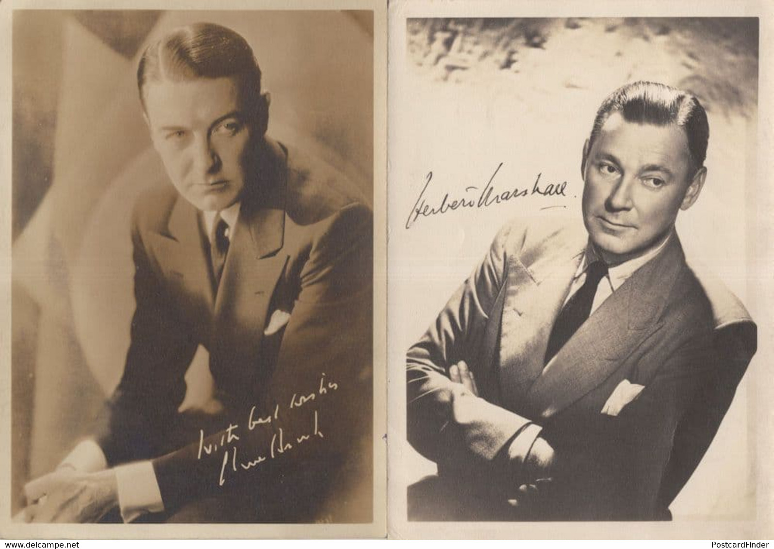 Herbert Marshall Film Actor 7x5 2x Pre Printed Vintage Card Signed Photo - Autographes