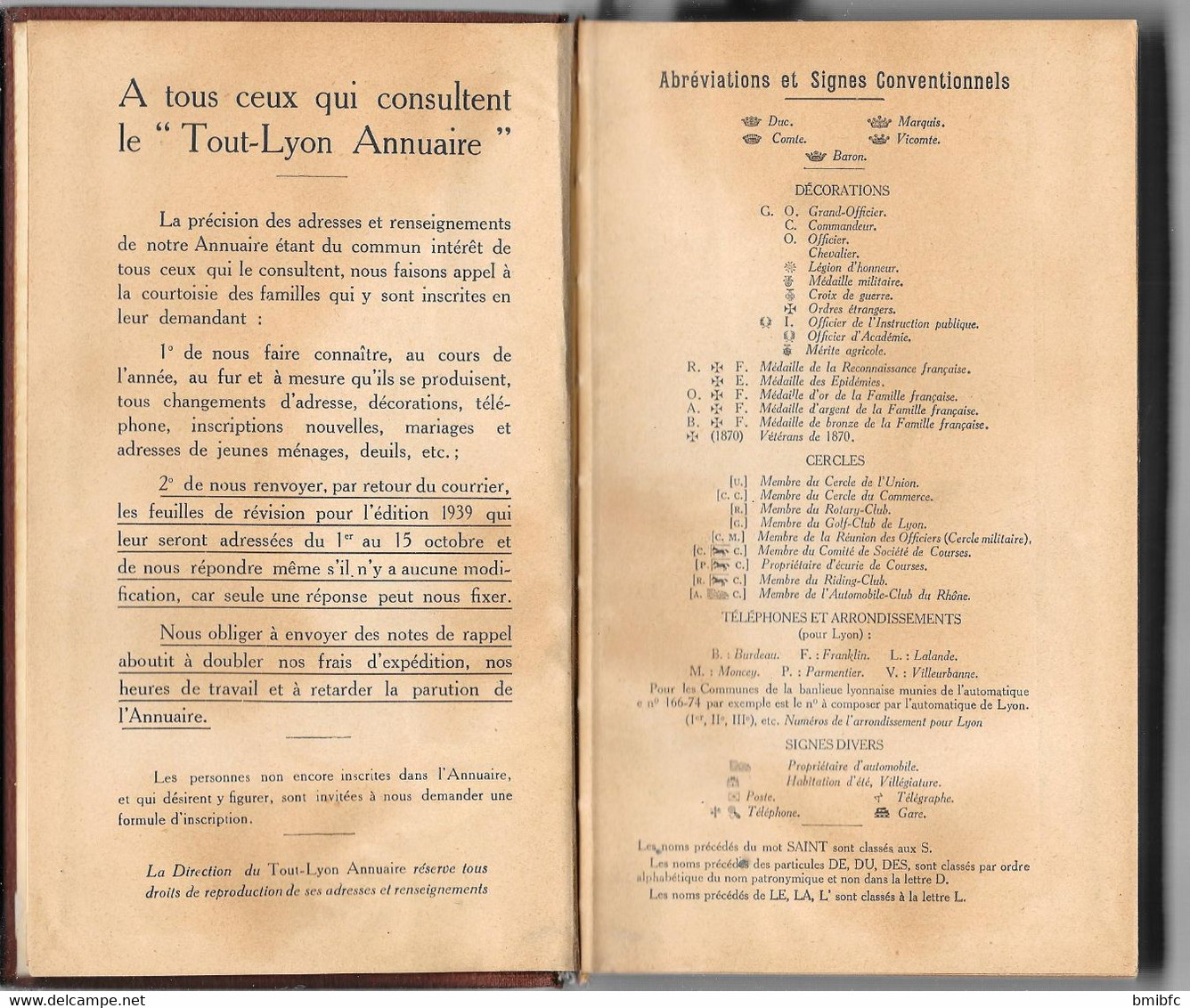 TOUT-LYON - ANNUAIRE  De La HAUTE SOCIÉTÉ De La Région Lyonnaise 1938 - Telephone Directories