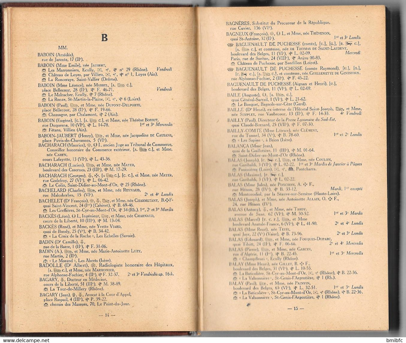 TOUT-LYON - ANNUAIRE  de la HAUTE SOCIÉTÉ de la Région Lyonnaise 1938