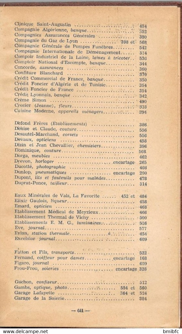 TOUT-LYON - ANNUAIRE  de la HAUTE SOCIÉTÉ de la Région Lyonnaise 1938