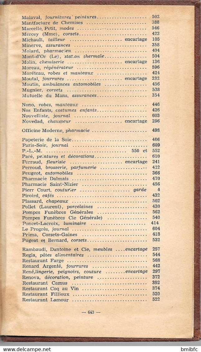 TOUT-LYON - ANNUAIRE  de la HAUTE SOCIÉTÉ de la Région Lyonnaise 1938