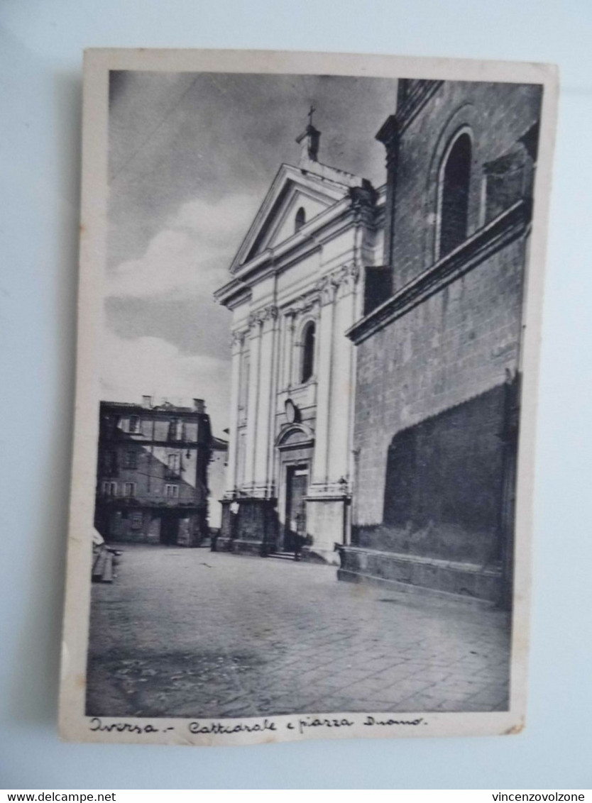 Cartolina  "AVERSA Cattedrale E Piazza Duomo" Anni '40 - Aversa