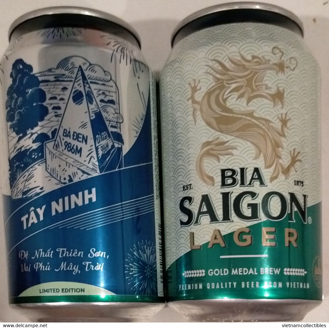 Vietnam Viet Nam Saigon Green 330 Ml Empty Beer Can With TAY NINH On Other Side / Opened By 2 Holes - Latas