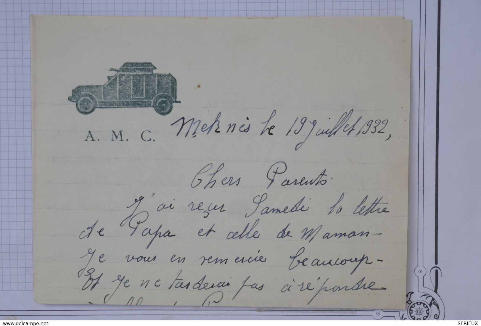 BA9 MAROC BELLE  LETTRE FM CURIOSITé 1932 PAR AVION MEKNES POUR FRUGES  FRANCE +A.M. C.  + AFF. PLAISANT - Airmail