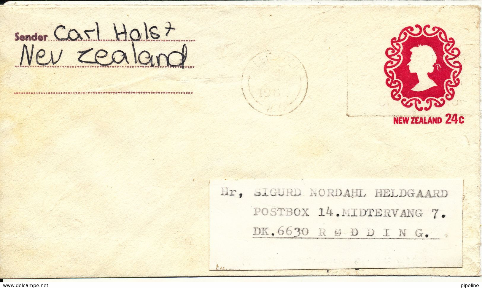 New Zealand Postal Stationery Cover Sent To Denmark - Entiers Postaux