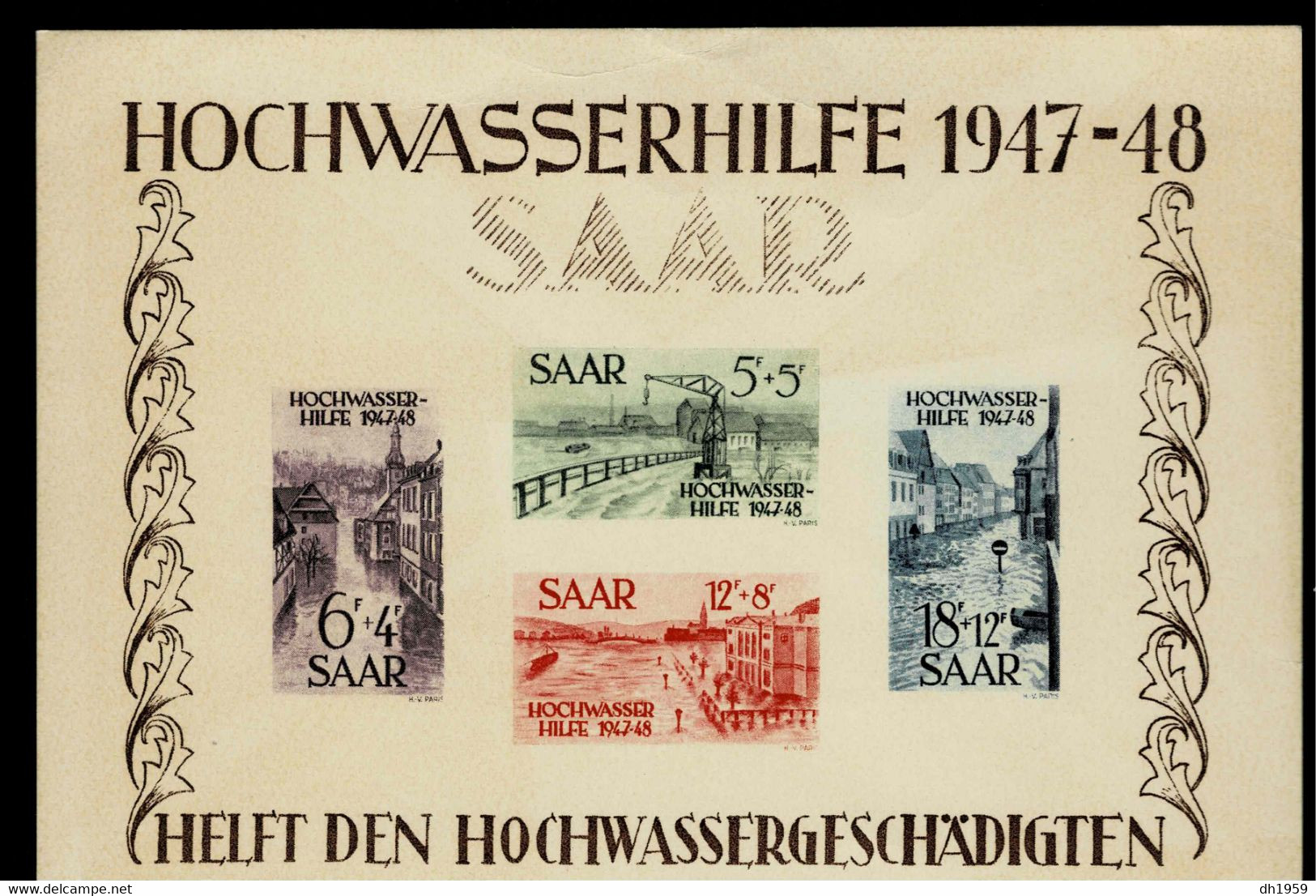 MINISTERBLOCK 1 + 2 SARRE SAAR SAARLAND SAARBRÜCKEN 1948 CERTIFICAT EXPERTISE ATTEST MI NR BL 1 + 2 M EPREUVE LUXE PROOF - Blocks & Sheetlets