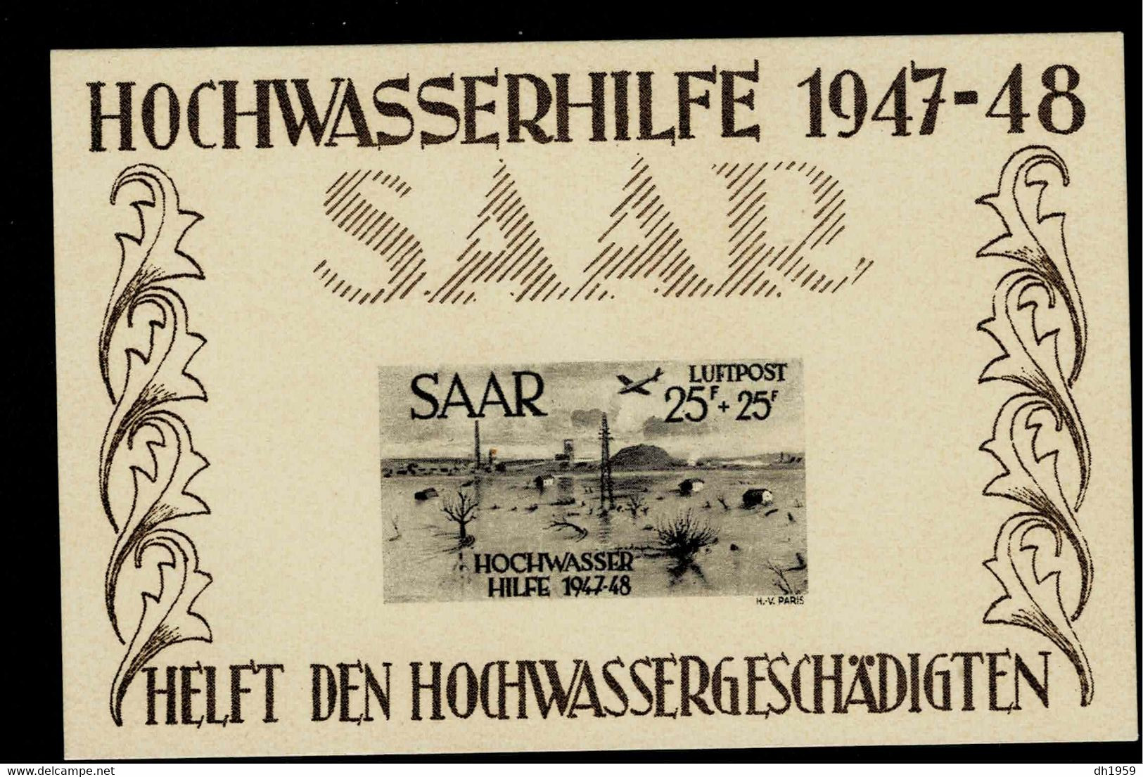 MINISTERBLOCK 1 + 2 SARRE SAAR SAARLAND SAARBRÜCKEN 1948 CERTIFICAT EXPERTISE ATTEST MI NR BL 1 + 2 M EPREUVE LUXE PROOF - Blocks & Kleinbögen