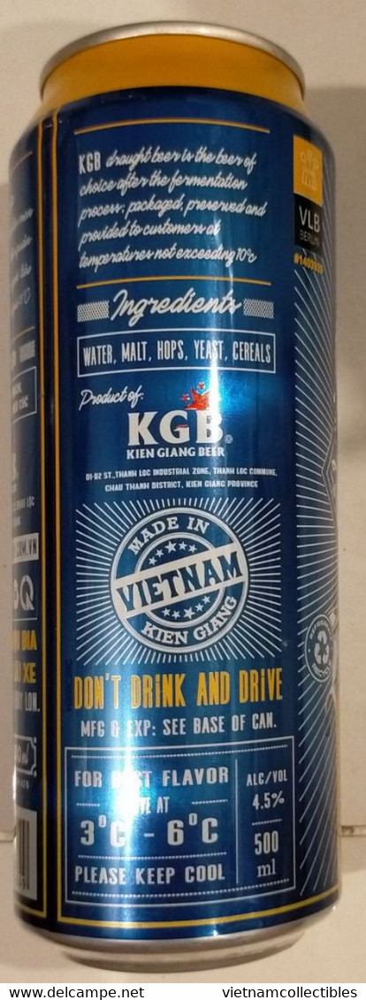 Vietnam Viet Nam KGB DRAUGHT 500ml Empty Beer Can / Opened By 2 Holes At Bottom - Blikken