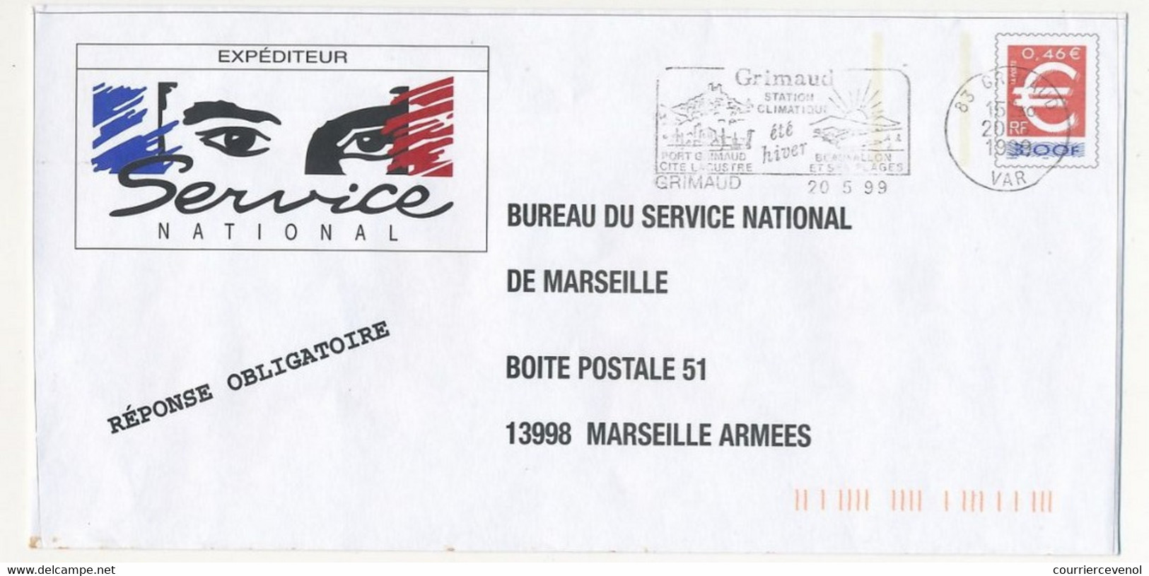 4 PAP SERVICE NATIONAL MARSEILLE - Ecu (Euro) / Football / An 2000 / Voeux - Ayant Voyagé, Avec OMEC - PAP: Sonstige (1995-...)