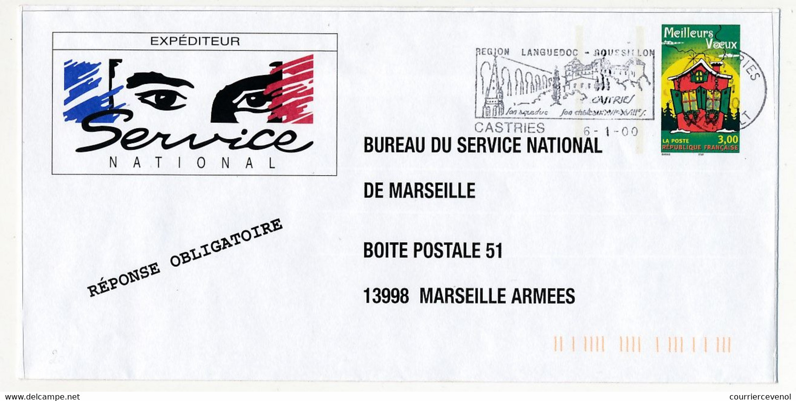 4 PAP SERVICE NATIONAL MARSEILLE - Ecu (Euro) / Football / An 2000 / Voeux - Ayant Voyagé, Avec OMEC - PAP: Sonstige (1995-...)