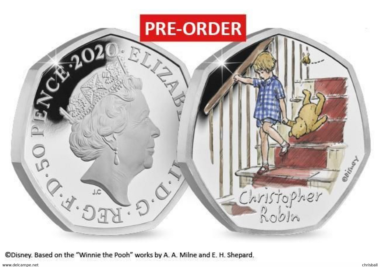 Great Britain UK 2020 'Christopher Robin' 50p Coin - Silver Proof - Mint Sets & Proof Sets