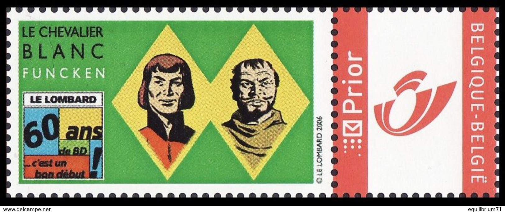 DUOSTAMP/MYSTAMP** - Funcken - Le Chevalier Blanc - Le Lombard - 60ans De BD C'est Un Bon Début! - 13 - Philabédés