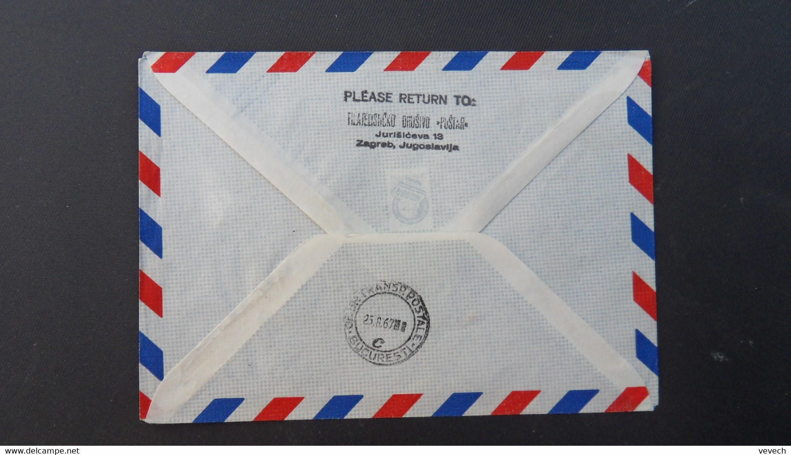 LETTRE TP EXPO 67 0,50 OBL.25.8 1967 ZAGREB PRVI LET ZAGREB BUCURESTI Lufthansa + Cachet Vert - Poste Aérienne