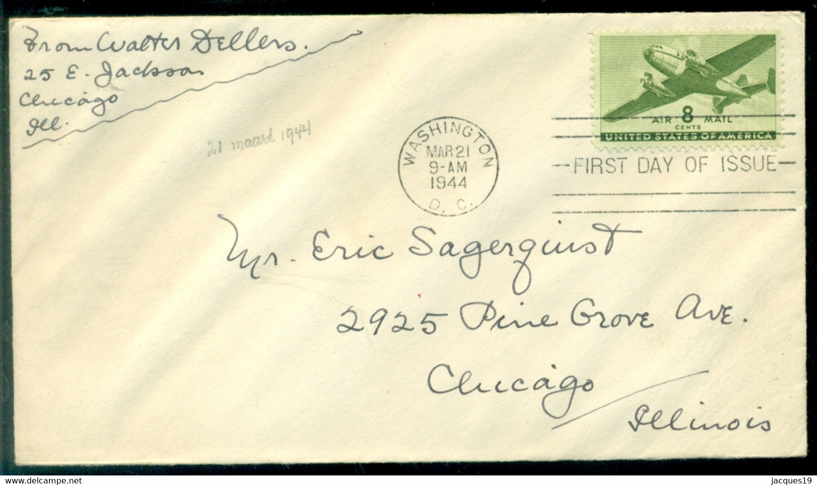 USA 1944 FDC New Air Mail Rate - 1941-1950