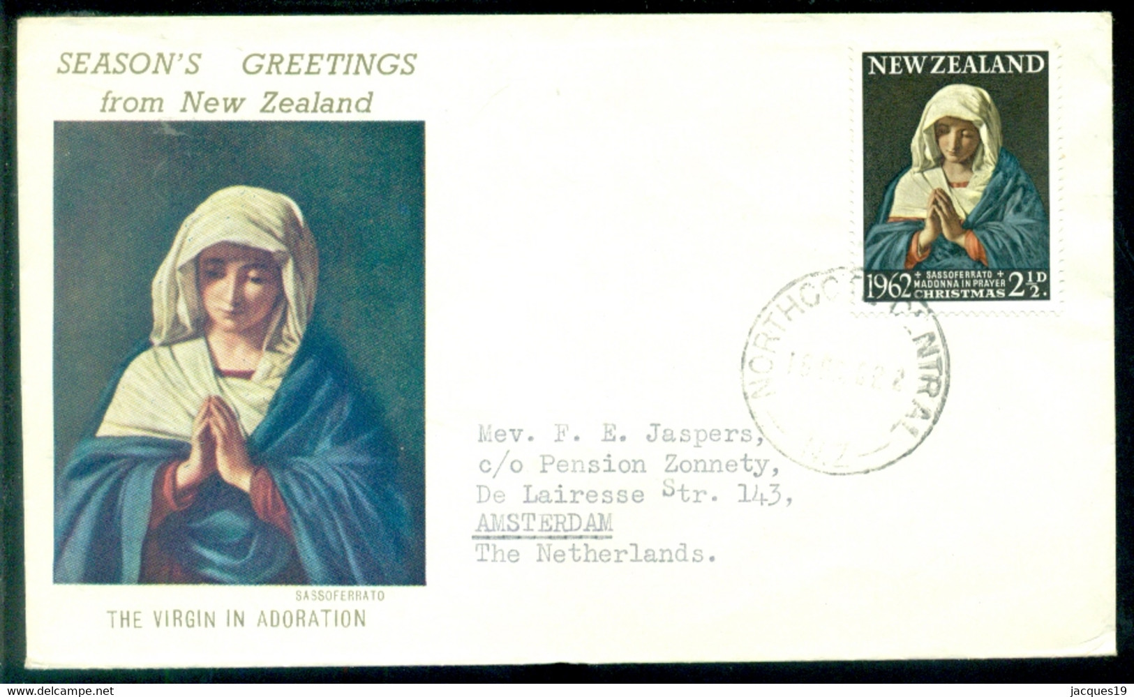 New Zealand 1962 Season's Greetings The Virgin In Adoration - Lettres & Documents