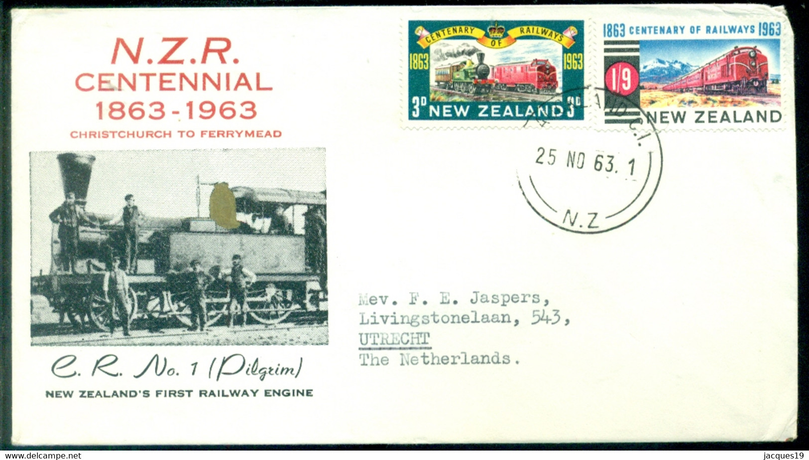 New Zealand 1963 Special Cover N.Z.R. Centennial - Cartas & Documentos