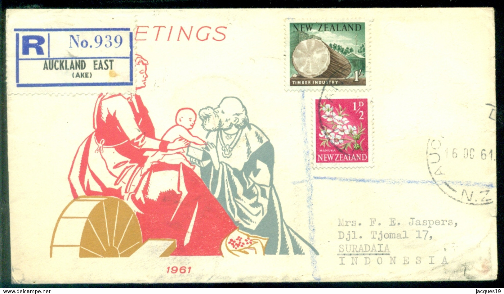 New Zealand 1961 Registered Cover To Indonesia - Brieven En Documenten