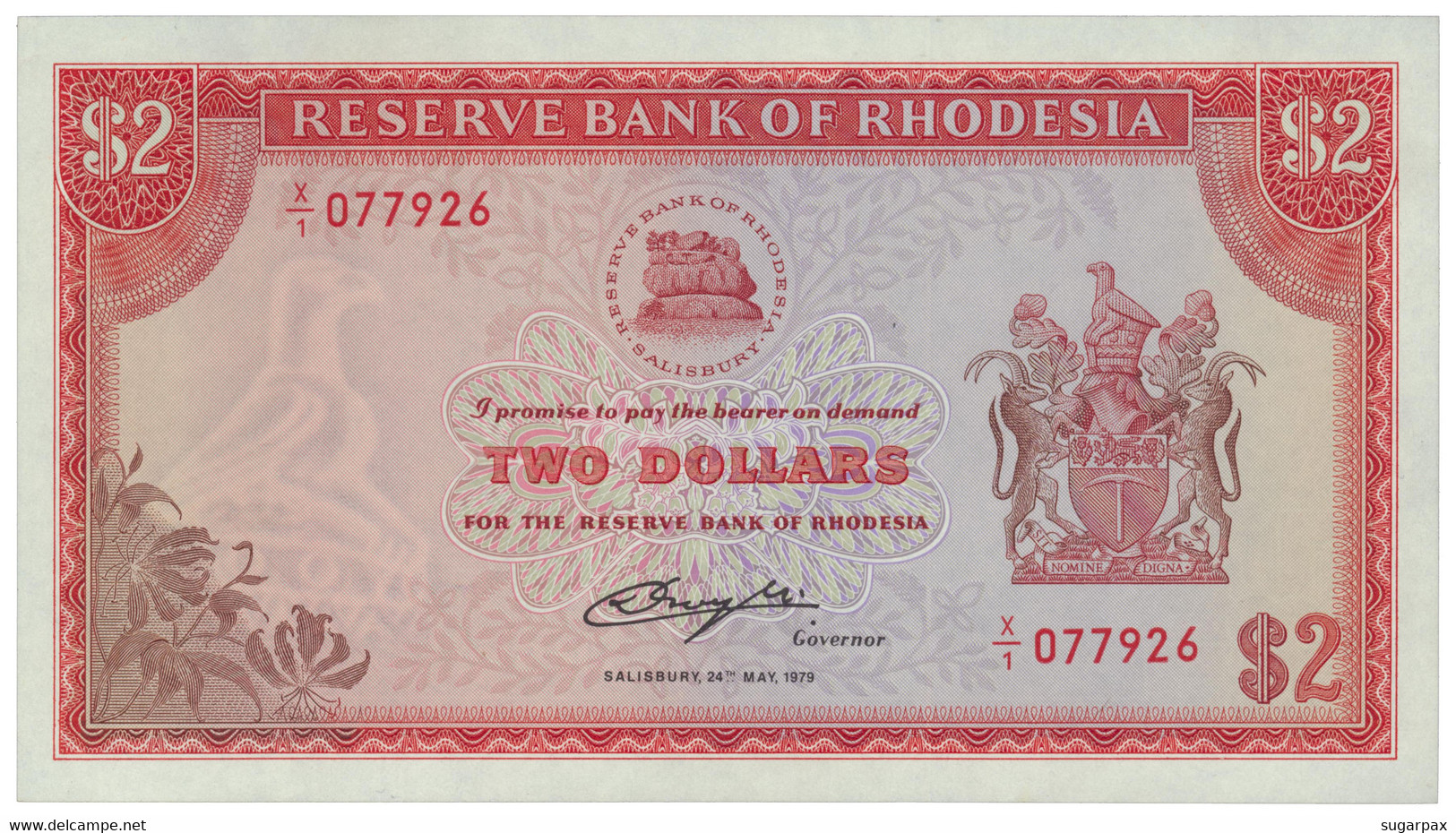 Rhodesia - 2 Dollars - 24.05.1979 - Pick 39.b - Unc. - Serie X/1 - Rhodesien