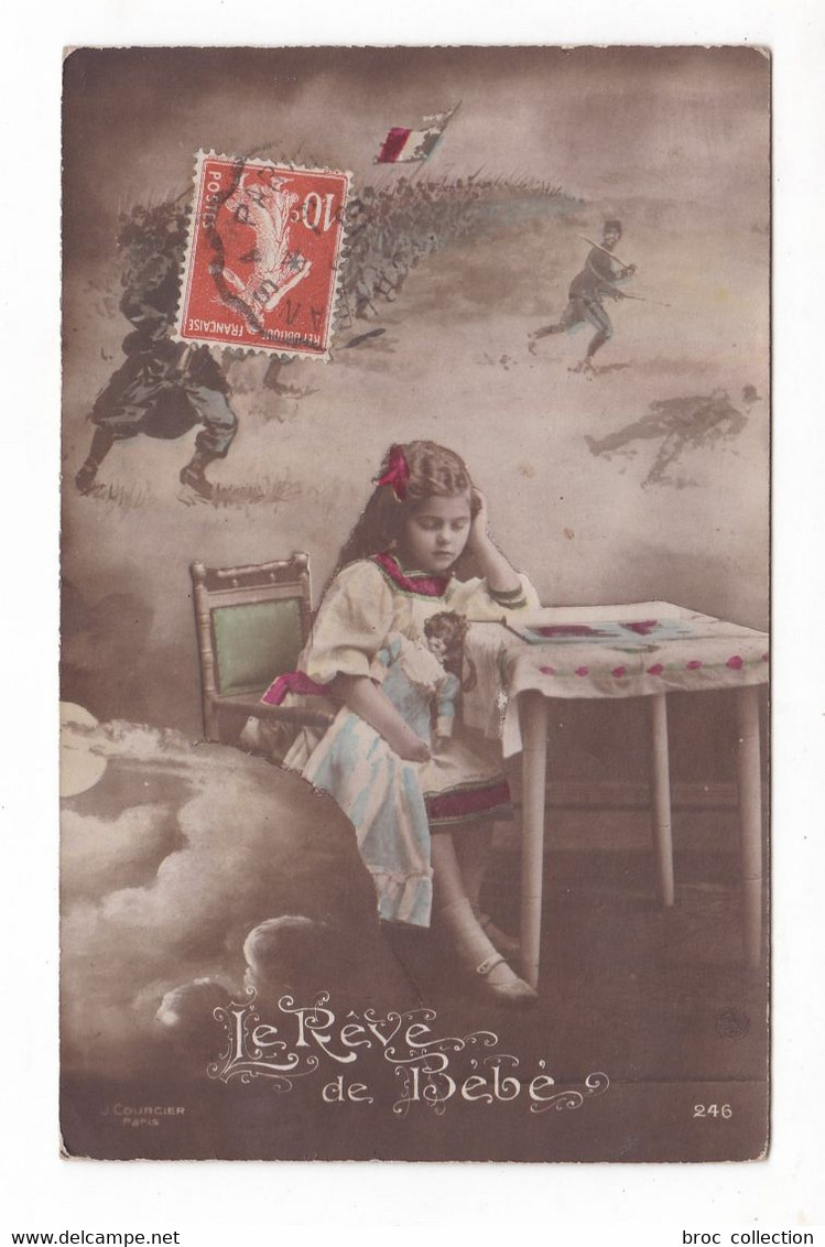 Le Rêve De Bébé, Fillette Et Sa Poupée, Champ De Bataille, Guerre 1914 - 1918, WW1, éd. J. Courcier N° 246 - Jeux Et Jouets