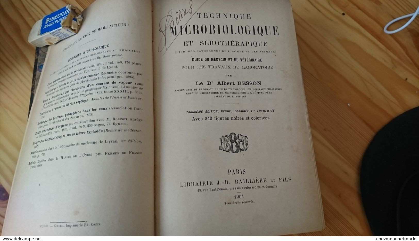 1904 BESSON TECHNIQUE MICROBIOLOGIQUE ET SEROTHERAPIQUE GUIDE MEDECIN ET VETERINAIRE - LIVRE - 1901-1940