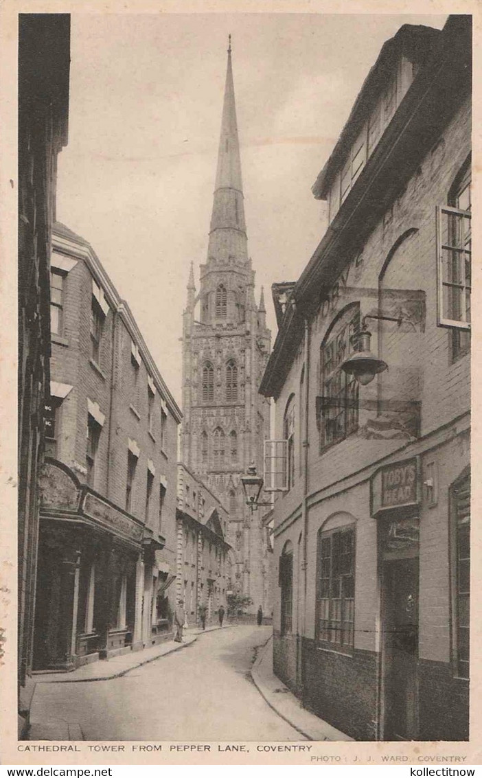 CATHEDRAL TOWER - PEPPER LANE - 1938 - BEFORE ITS DESTRUCTION IN WW2 - Coventry
