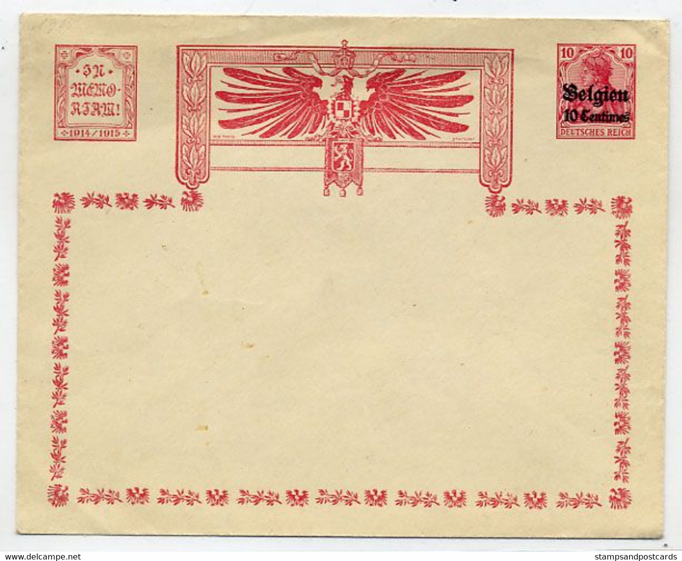 Belgique Allemagne 1916 Enveloppe Entier Postal Surcharge Occupation Stationery Cover Germany Belgium Overprint - Occupation Allemande