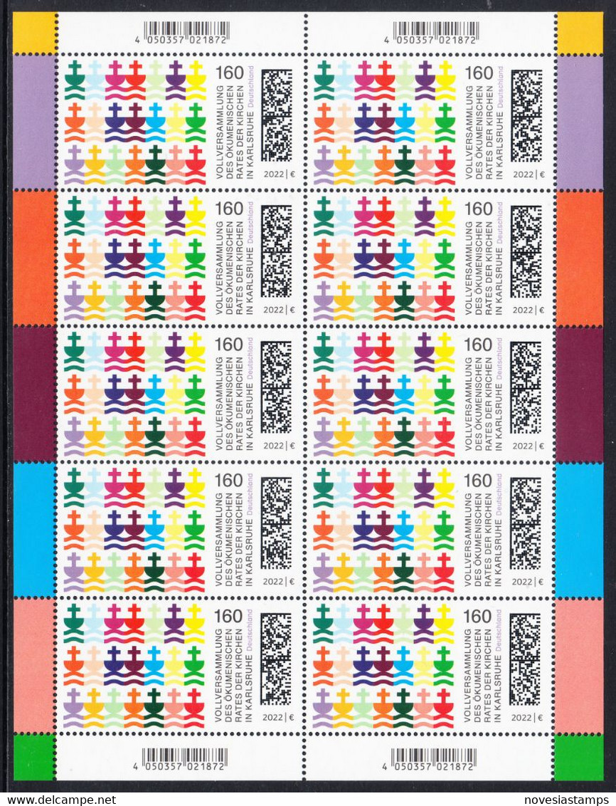 !a! GERMANY 2022 Mi. 3710 MNH SHEET(10) - Oecumenical Council, Karlsruhe - 2021-…