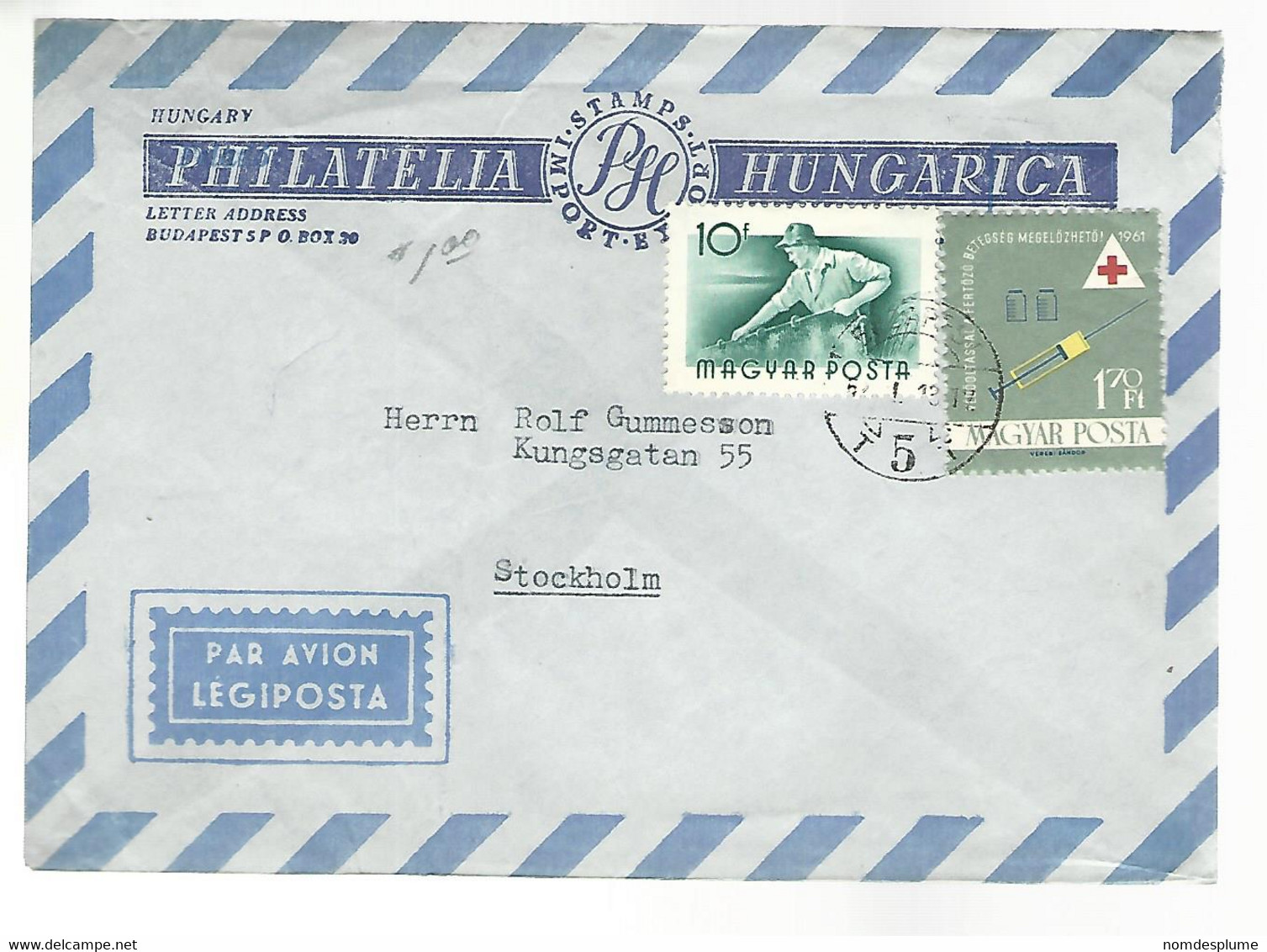 55907 ) Hungary  Postmark Air Mail - Cartas & Documentos