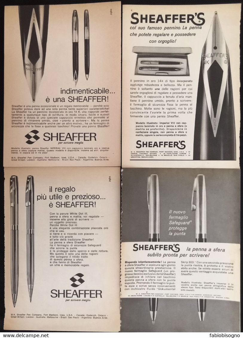 1963 - Penne SHEAFFER'S - 4 Pag. Pubblicità Cm. 13 X 18 - Stylos