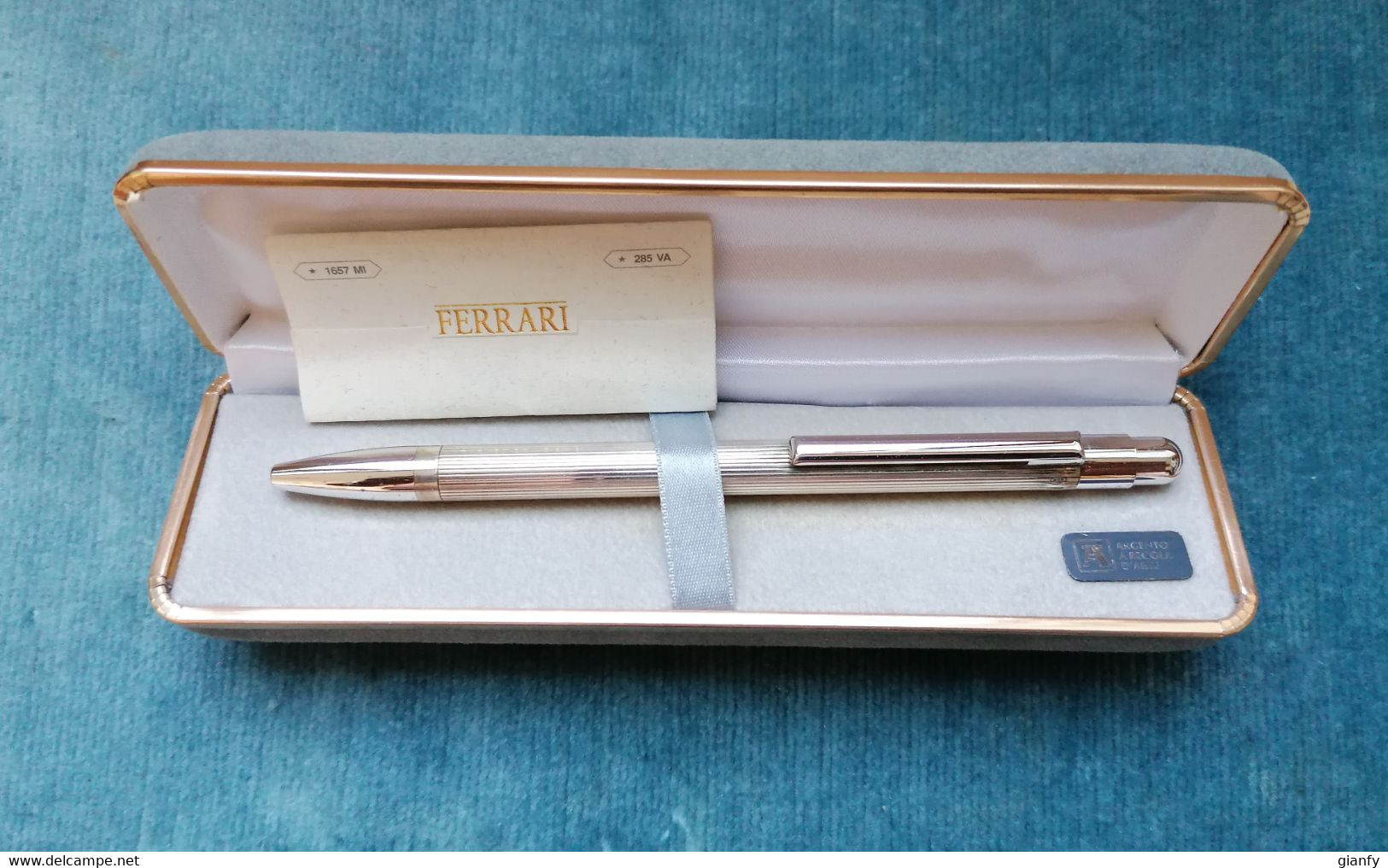 PENNA SFERA FERRARI ARGENTO 925 2000 ITALIAN STERLING SILVER BALLPOINT PEN - Stylos