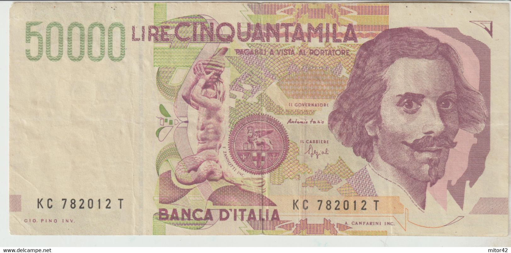 81-Banconota Italia Repubblica L.50.000 Bernini-falsa D'epoca-circolata - [ 8] Specimen