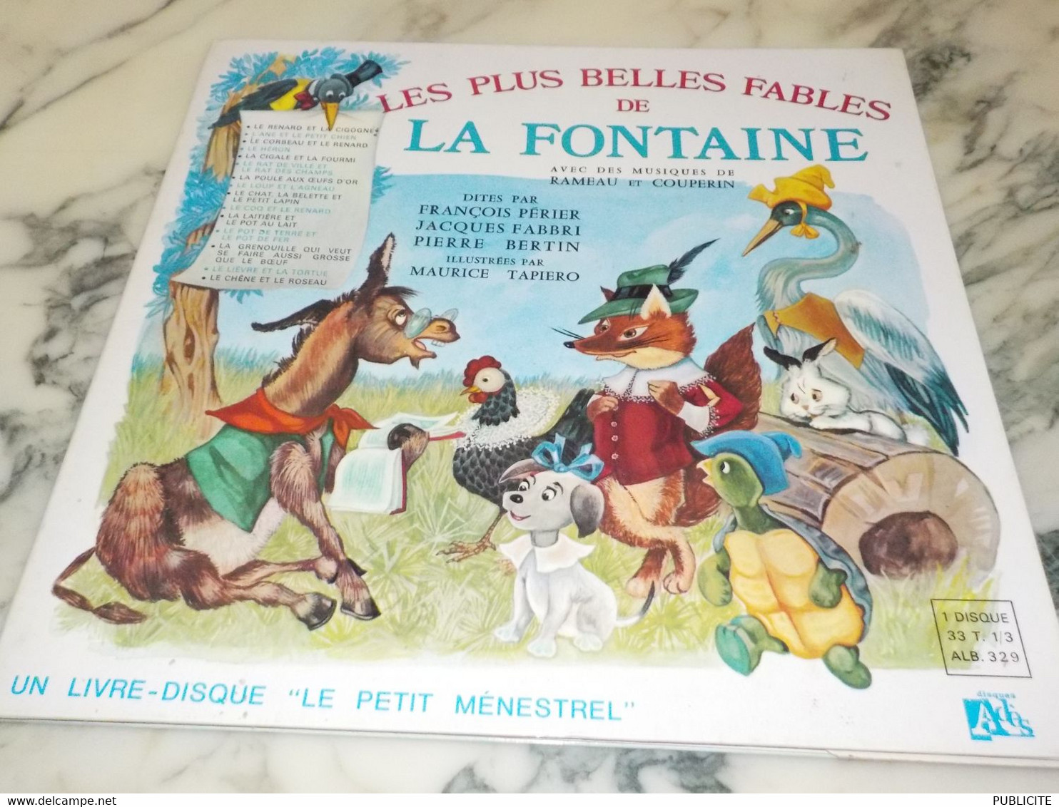 DISQUE 33 TOURS LES PLUS BELLES FABLES DE LA FONTAINE - Niños