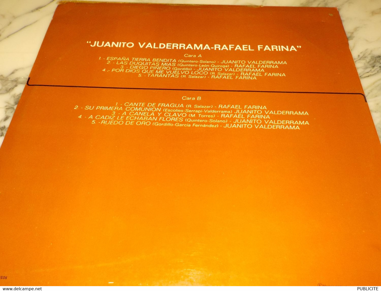 DISQUE 33 TOURS JUANITO VALDERRAMA ET RAFAEL FARINA 1976 - Altri - Musica Spagnola