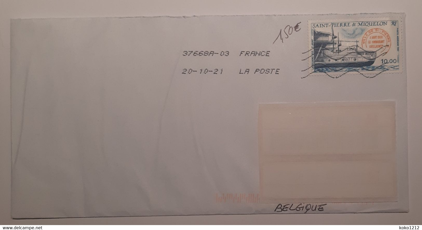 Saint Pierre & Miquelon Courrier Prioritaire Internationale Vers La Belgique 2021 - Cartas & Documentos