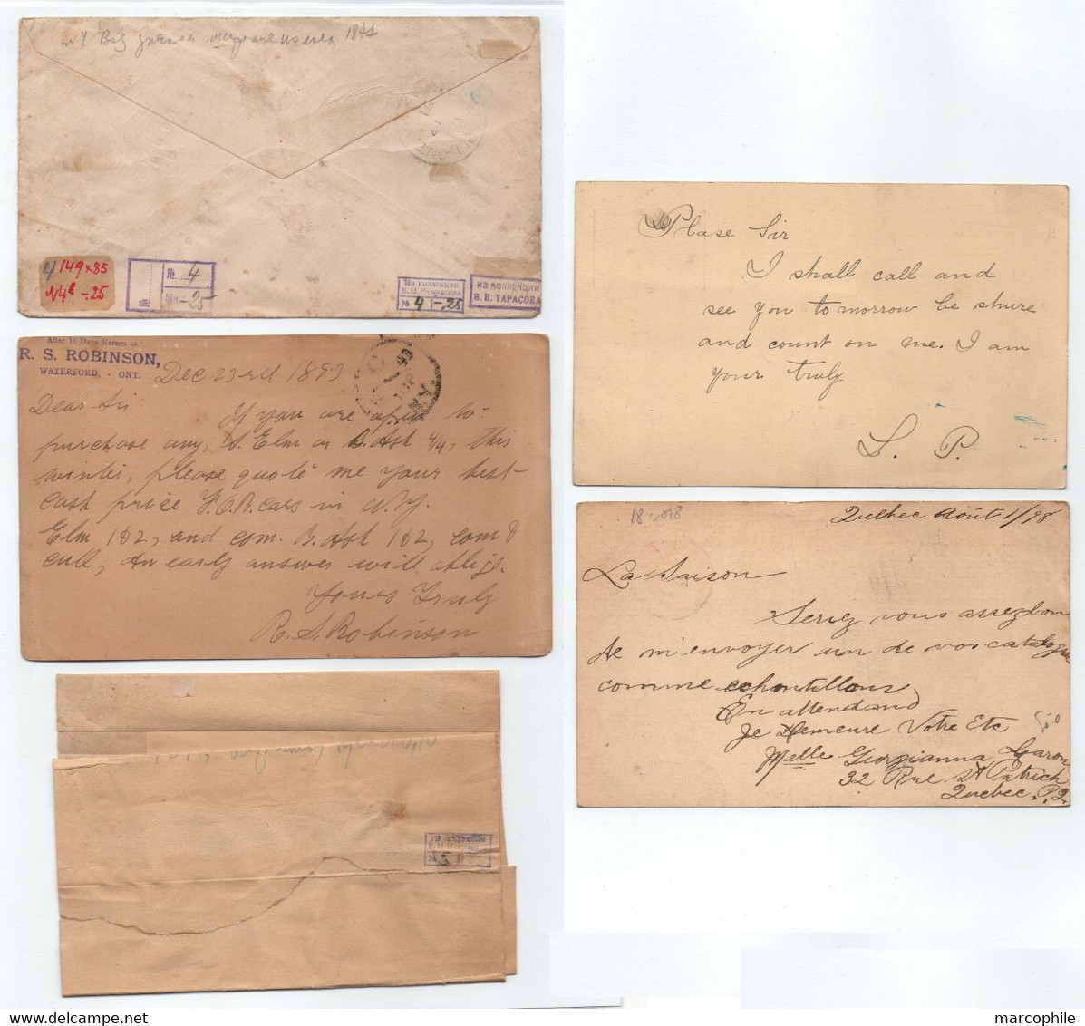 CANADA - QV /1891-98 - 5 ENTIERS POSTAUX VOYAGES (ref 8610) - Lettres & Documents