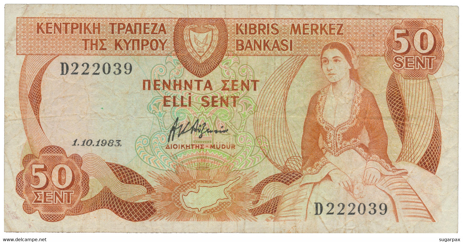 Cyprus - 50 Cents - 1.10.1983 - Pick 49.a - Serie D - Cyprus