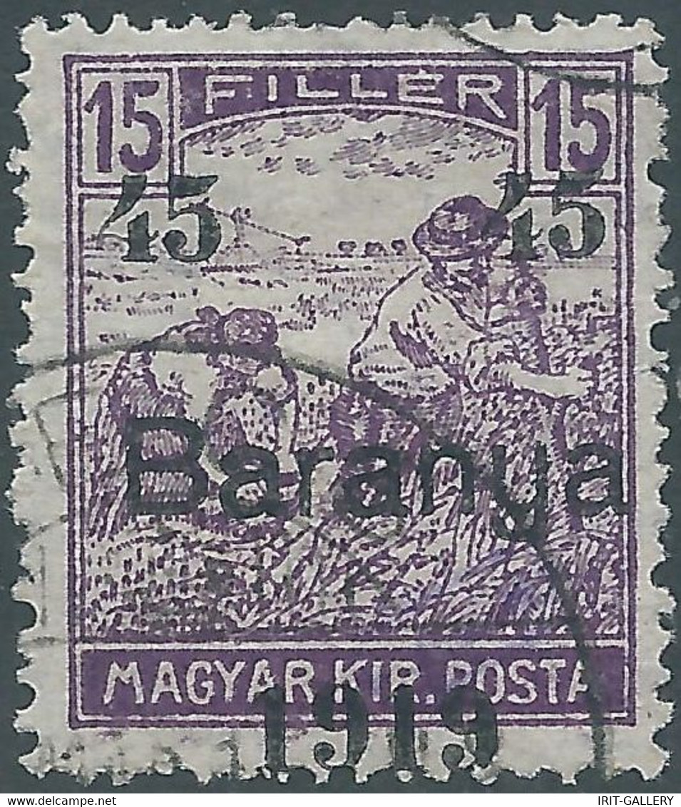 Hungary-MAGYAR,Baranya,1919 Hungarian Stamps Overprinted "Baranya 1919" In Black On 45/15f,Obliterated - Baranya