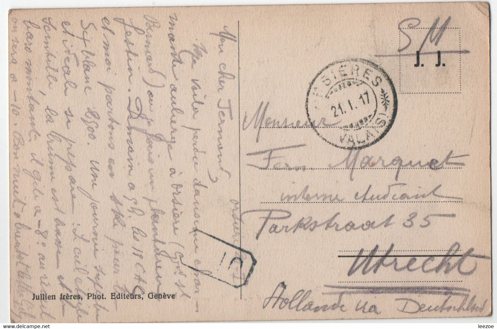 Carte Postale ORSIERES 1917, Skieurs, Les Moines En Skis, éditeurs JULLIEN FRERES....CP11 - Orsières