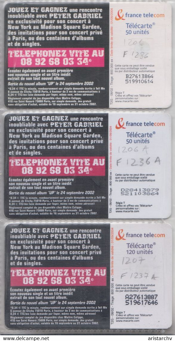 FRANCE 2002 ROCK MUSIC PETER GABRIEL SET OF 3 DIFFERENT CARDS - Musique