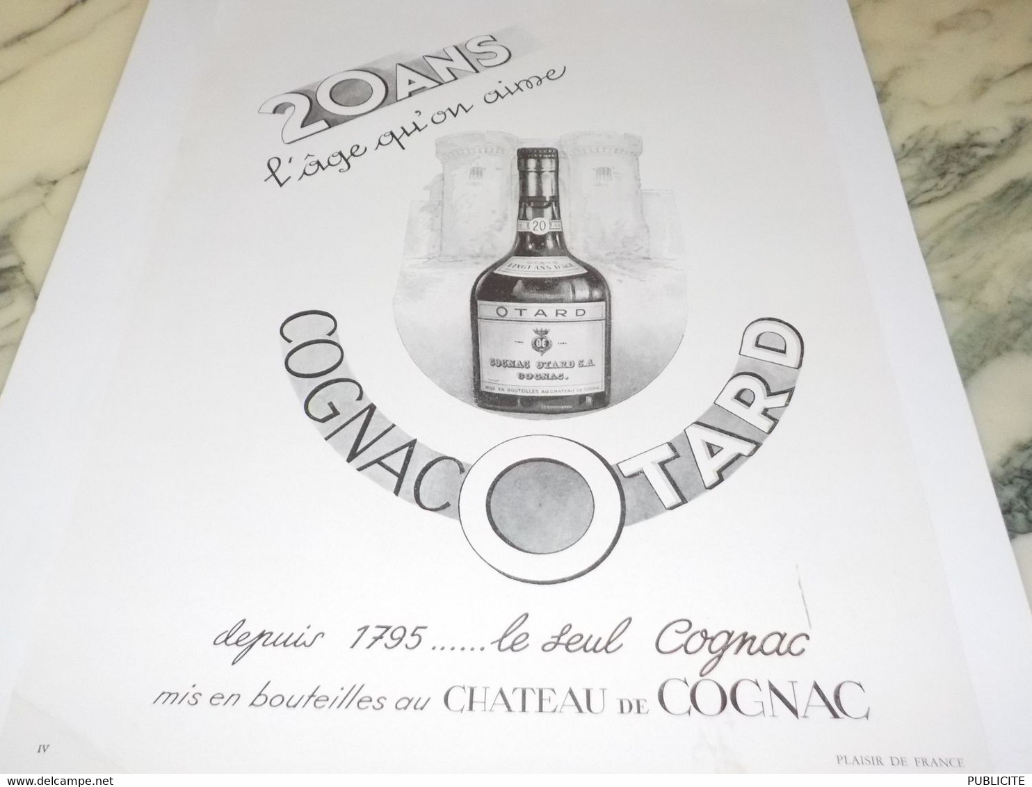 ANCIENNE  PUBLICITE 20 ANS L AGE QU ON AIME  COGNAC  OTARD 1950 - Alcools