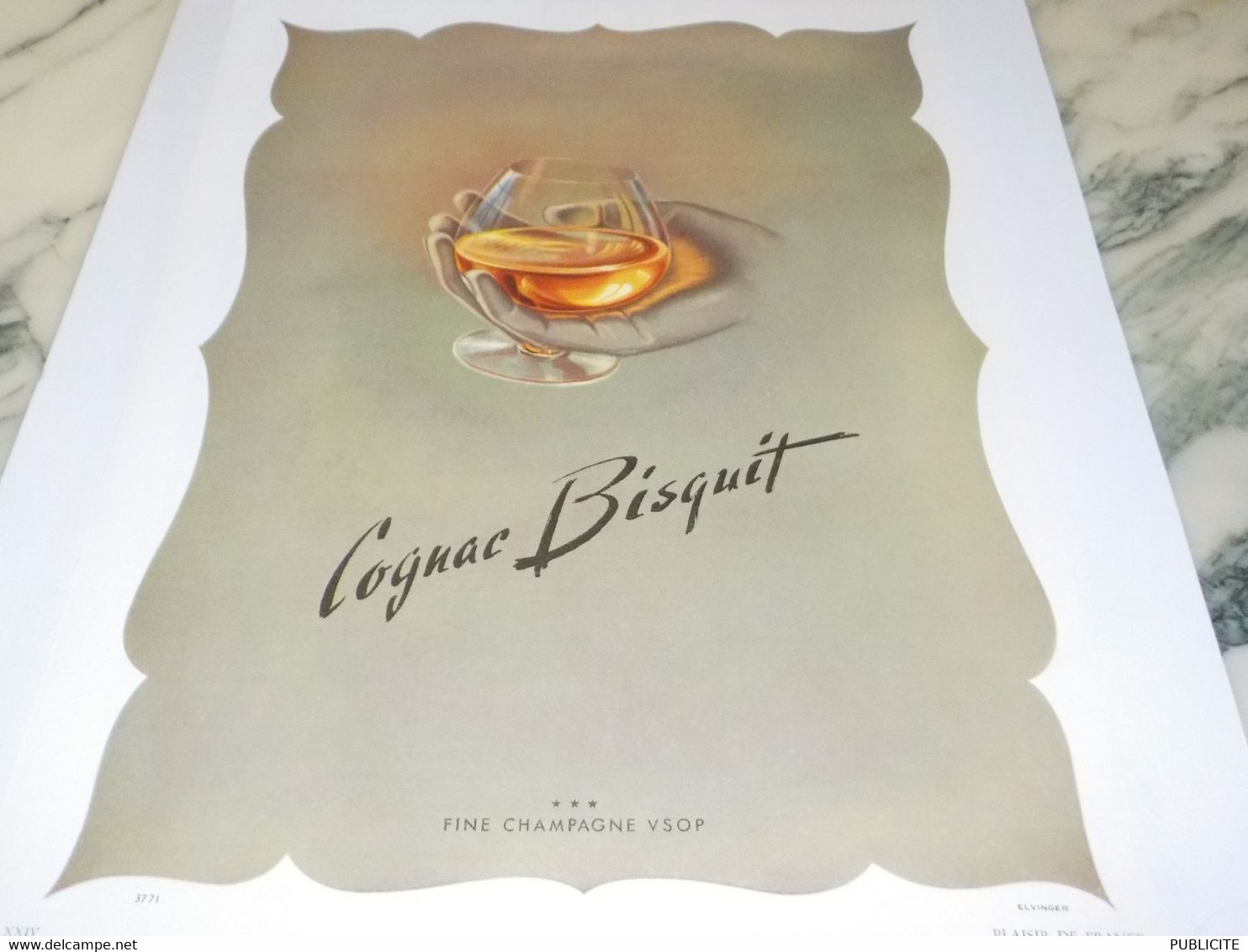 ANCIENNE  PUBLICITE COGNAC   BISQUIT 1952 - Alcools