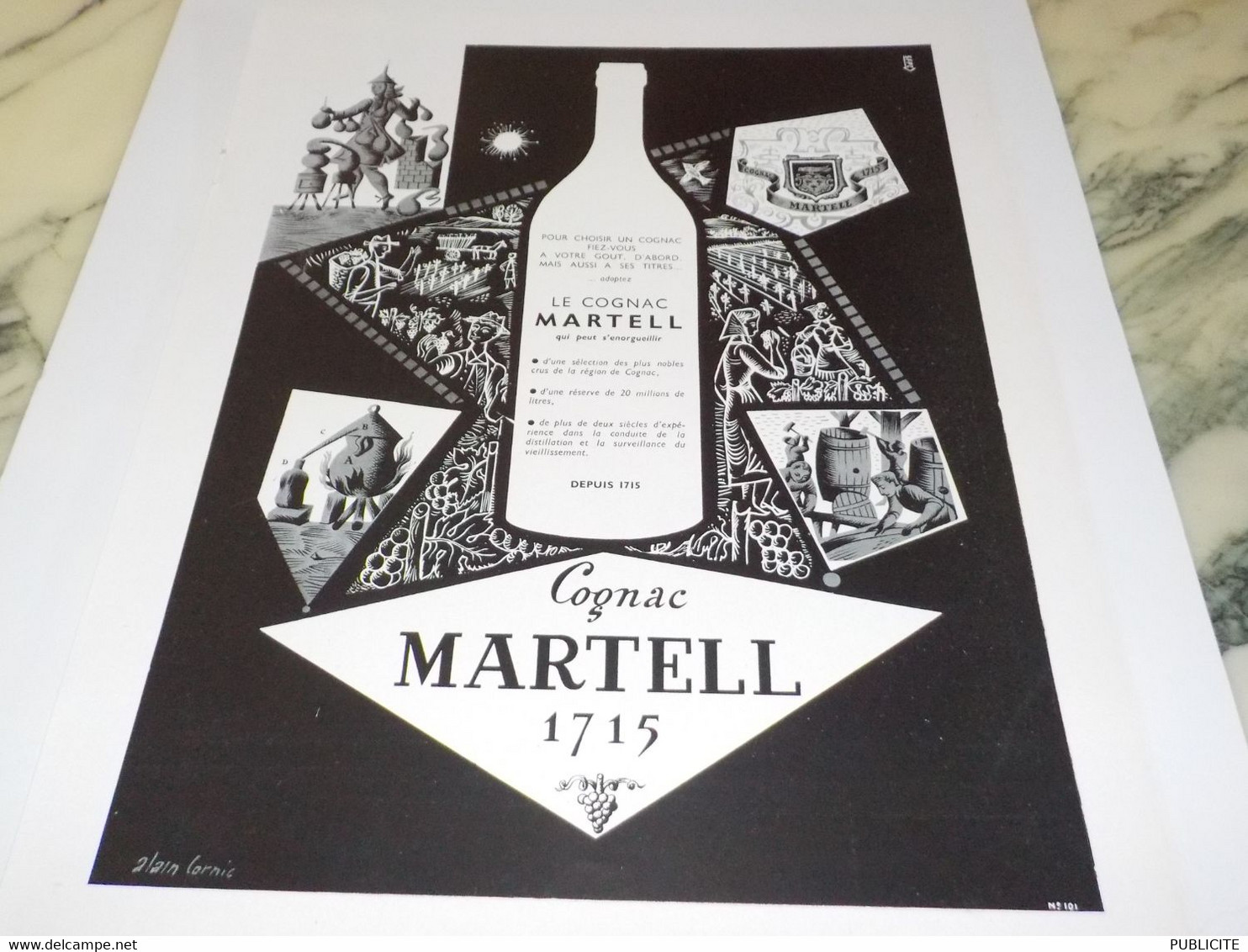 ANCIENNE PUBLICITE CHOISIR  COGNAC MARTELL  1952 - Alcools